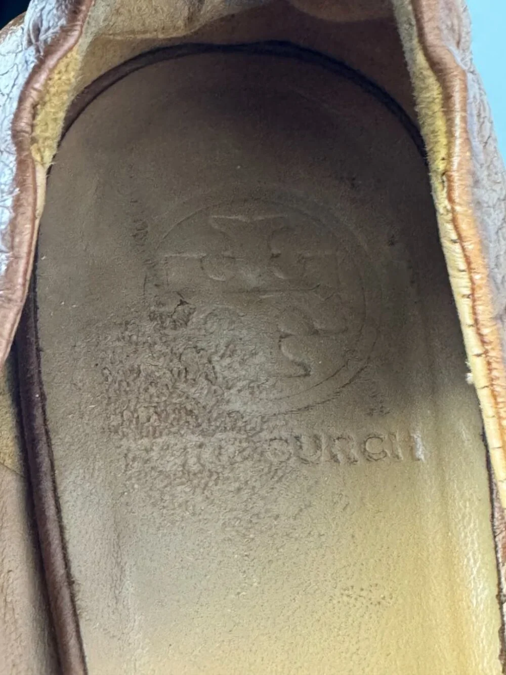 Tory Burch Reva Brown Leather Scrunch Ballet Flats, Size 10 M